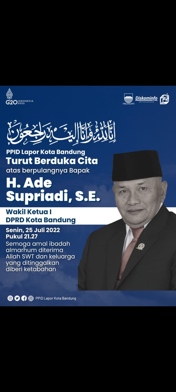 Wakil Ketua DPRD Kota Bandung, Ade Supriadi Wafat, Yana Berduka